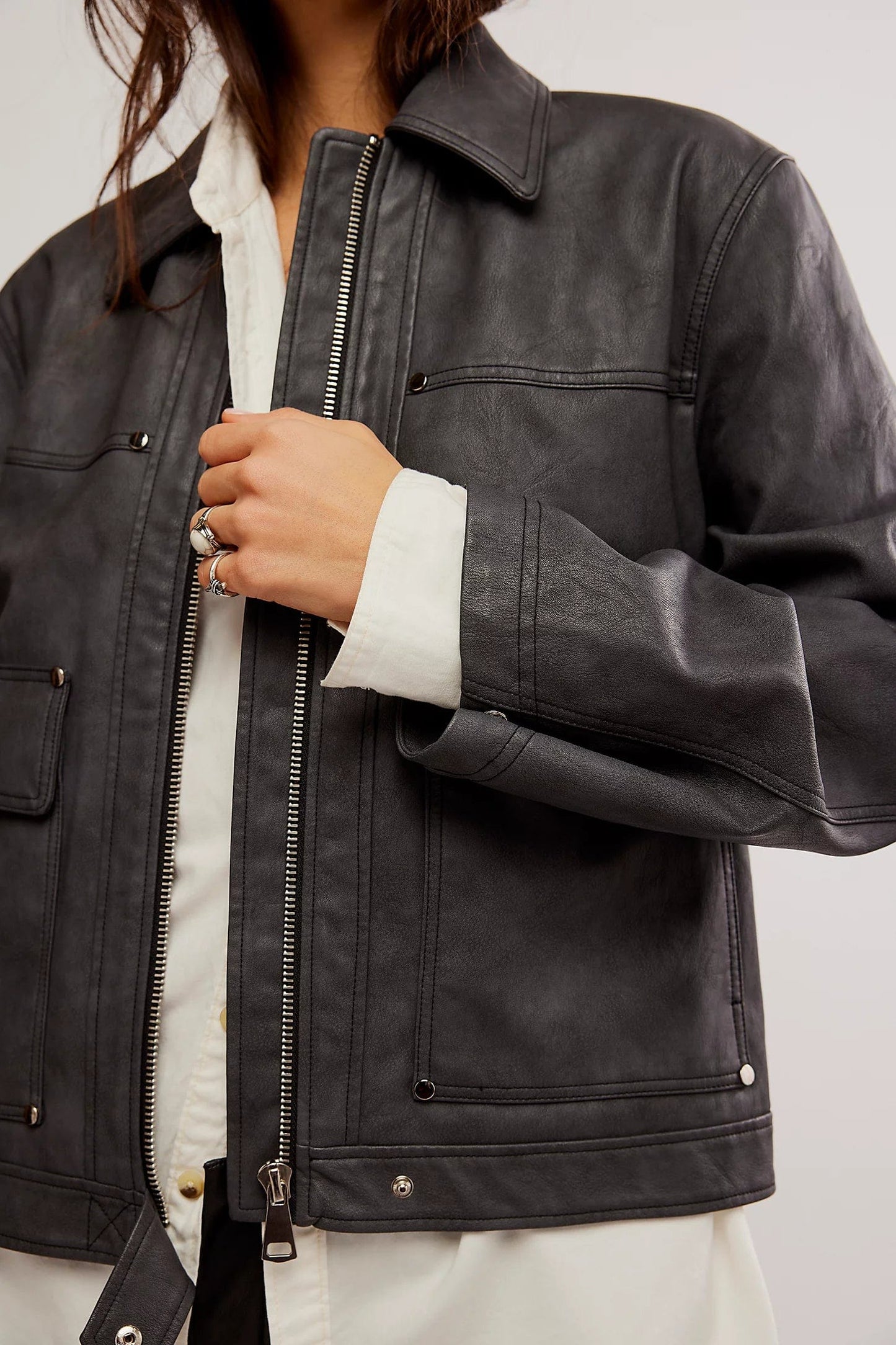 OUTERWEAR - FREE PEOPLE - Blair Vegan Leather Jacket - Nagel wereld